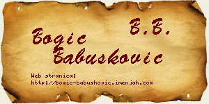 Bogić Babušković vizit kartica